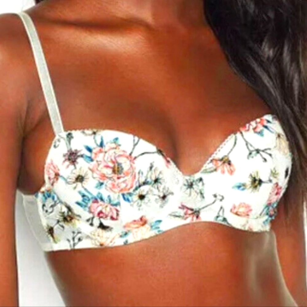 Victoria’s Secret Dream Angels White Floral Embroidered Lined Demi Bra 34DD